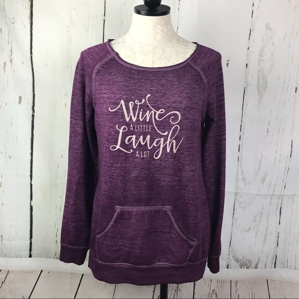 Z By Zobha Wine a Little Laugh A Lot Pullover Top